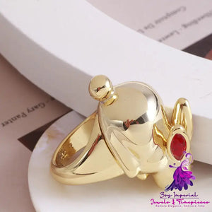 Women’s Metal Smooth Face Wealth Rabbit Ring