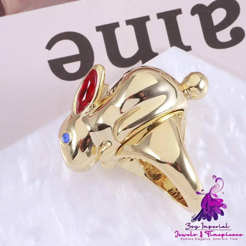 Women’s Metal Smooth Face Wealth Rabbit Ring