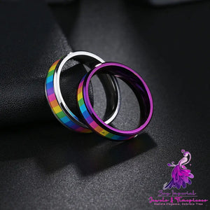 Titanium Steel Rainbow Flag Ring