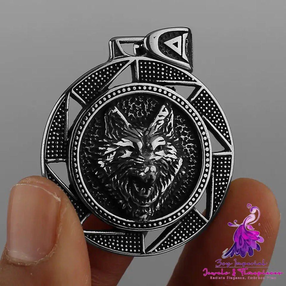 Wolf Head Titanium Steel Pendant Retro