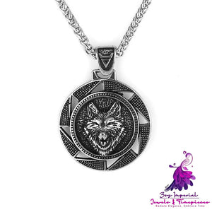 Wolf Head Titanium Steel Pendant Retro