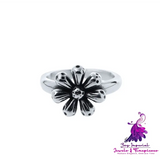 Retro Three Dimensional Flower Rings