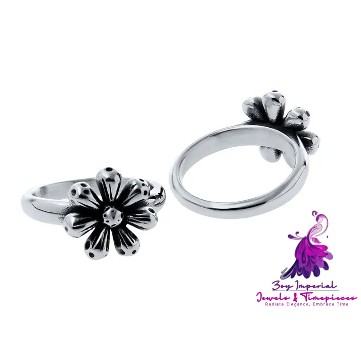 Retro Three Dimensional Flower Rings