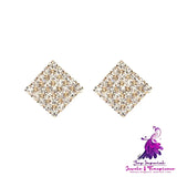 Silver Stud Rhinestone-encrusted Earrings