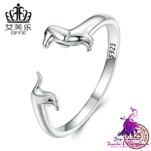 Sterling Silver S925 Sausage Dog Ring