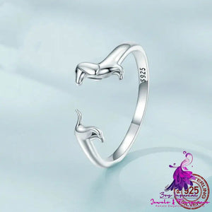 Sterling Silver S925 Sausage Dog Ring