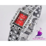 Roman Square Diamond Steel Watch