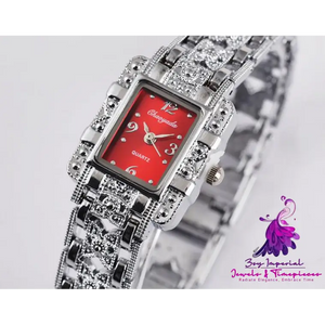 Roman Square Diamond Steel Watch