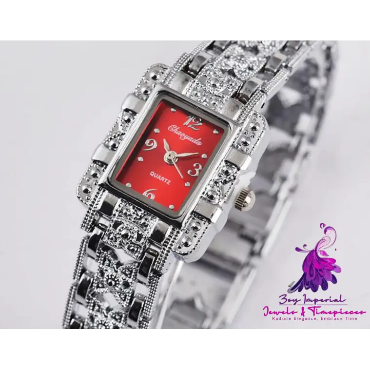 Roman Square Diamond Steel Watch