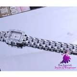 Roman Square Diamond Steel Watch