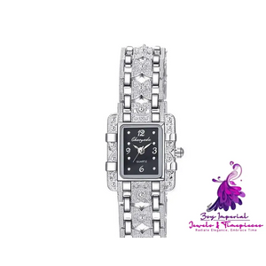 Roman Square Diamond Steel Watch