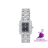 Roman Square Diamond Steel Watch