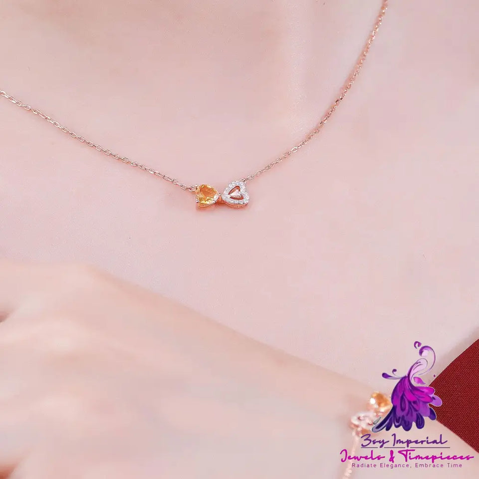 Natural Citrine K Rose Gold Necklace