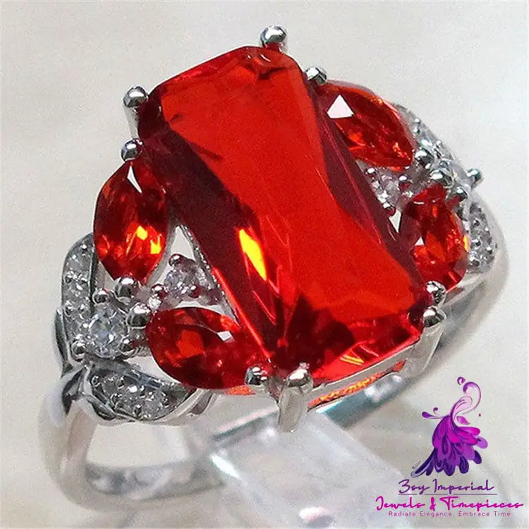 Natural Ruby Horse Eye Engagement Ring