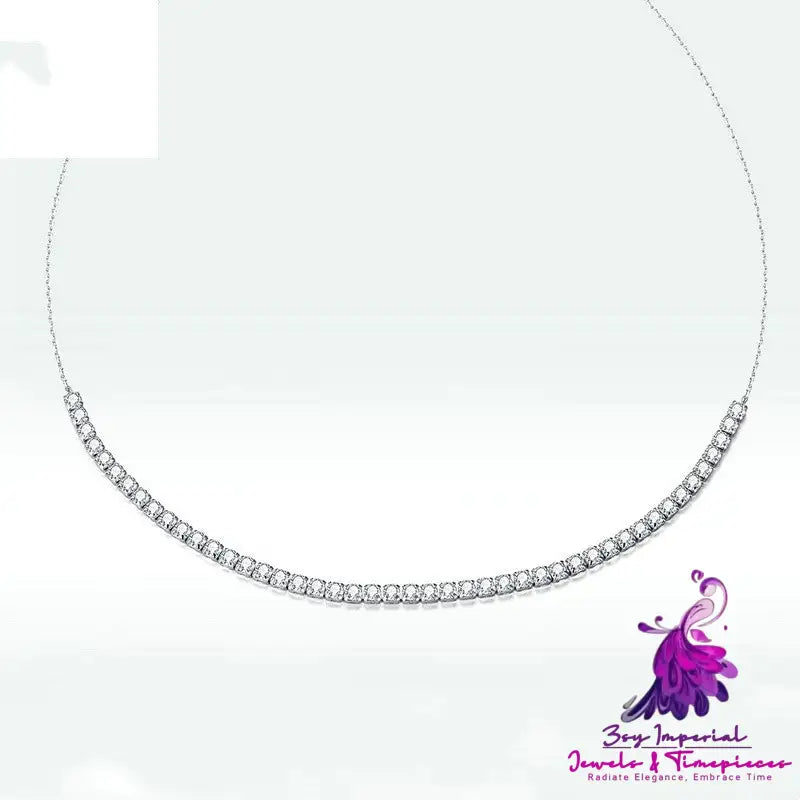 S925 Sterling Silver Sparkling Crystal Necklace Female