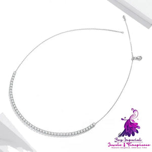 S925 Sterling Silver Sparkling Crystal Necklace Female