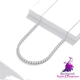 S925 Sterling Silver Sparkling Crystal Necklace Female