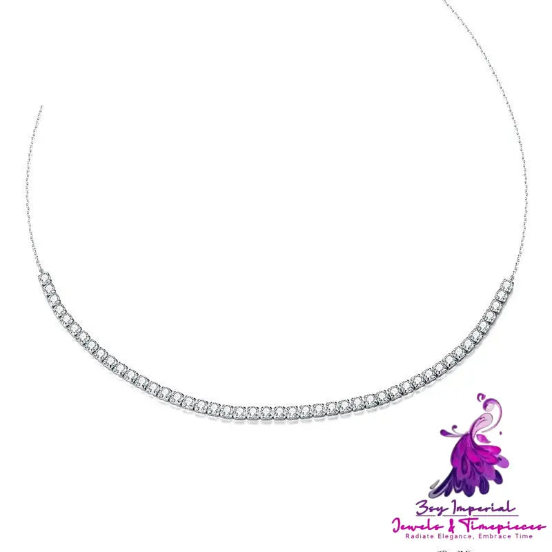 S925 Sterling Silver Sparkling Crystal Necklace Female