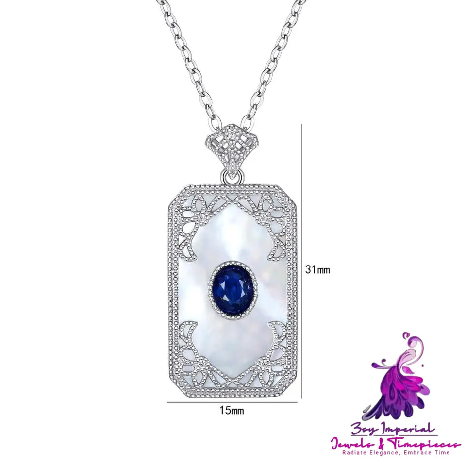 Sapphire Inlaid Sterling Silver Necklace