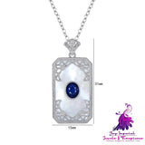 Sapphire Inlaid Sterling Silver Necklace