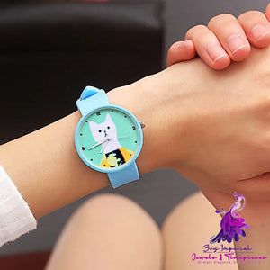 White Cat Silicone Women’s Watch