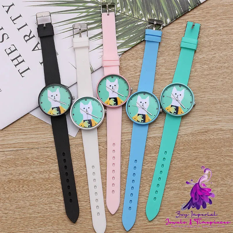 White Cat Silicone Women’s Watch