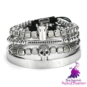 Stainless Steel Skull Bracelet Set