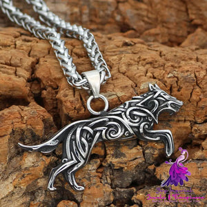 Wolf Stainless Steel Viking Pendant Necklace