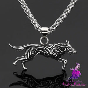 Wolf Stainless Steel Viking Pendant Necklace