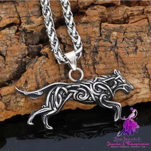 Wolf Stainless Steel Viking Pendant Necklace