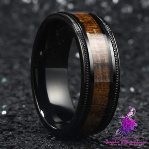 Wood Grain Stainless Steel Ring