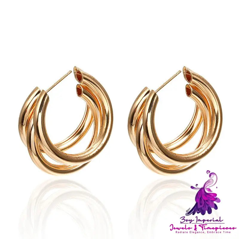 Cold Wind Metal C-shaped Earrings