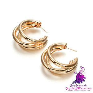 Cold Wind Metal C-shaped Earrings