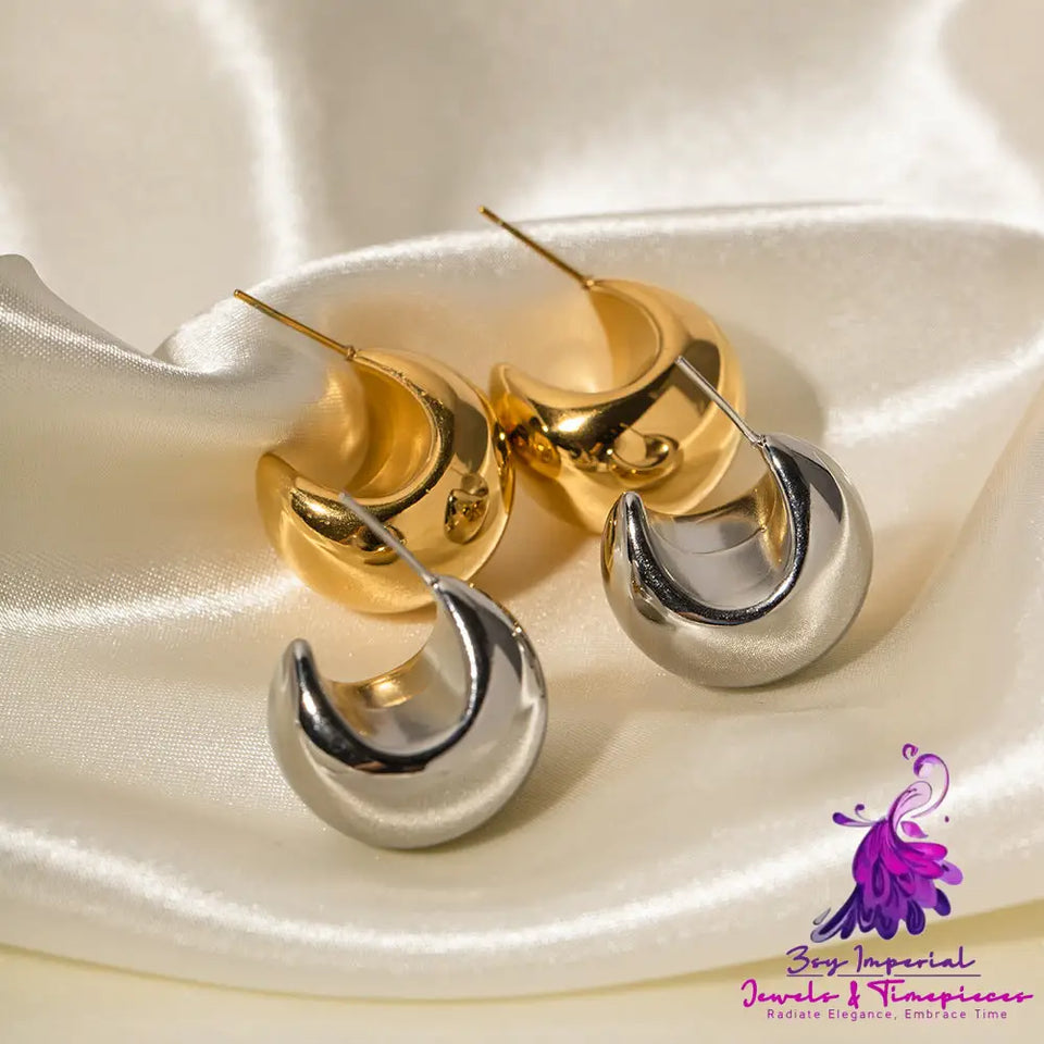 C- Shaped Hollow Earrings