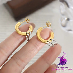 C-shaped Geometric Splicing Earrings