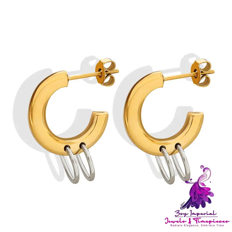 C-shaped Geometric Splicing Earrings