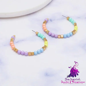 C Shaped Open Rice Bead Earrings