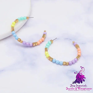 C Shaped Open Rice Bead Earrings