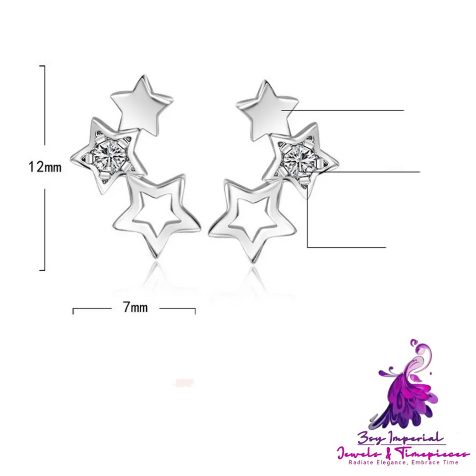 Five Star Horn Ear Studs Women’s Korean Version Temperament