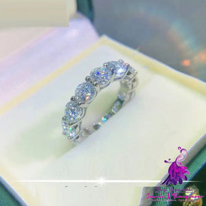 18k White Gold Full Diamond D Color Moissanite Ring