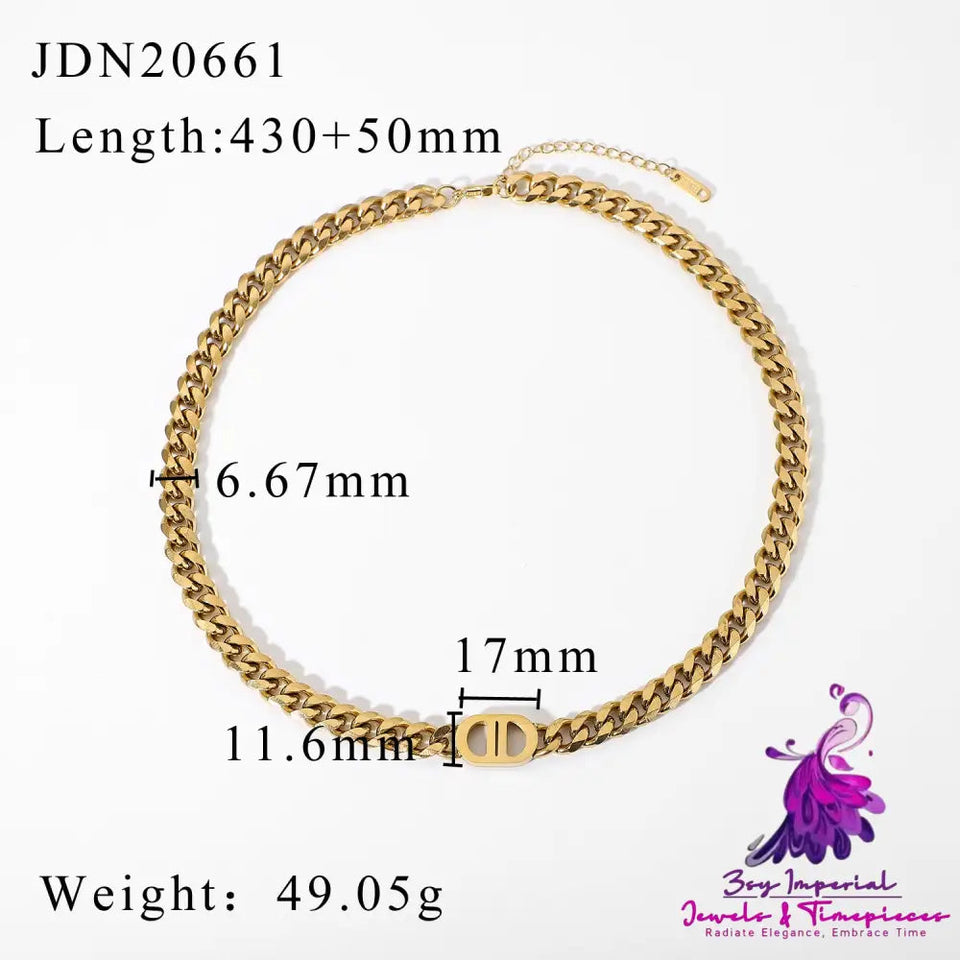 Stainless Steel Double-sided Women’s 6MM Width Necklace